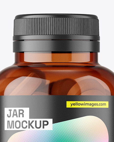 Amber Jar with Tablets Mockup