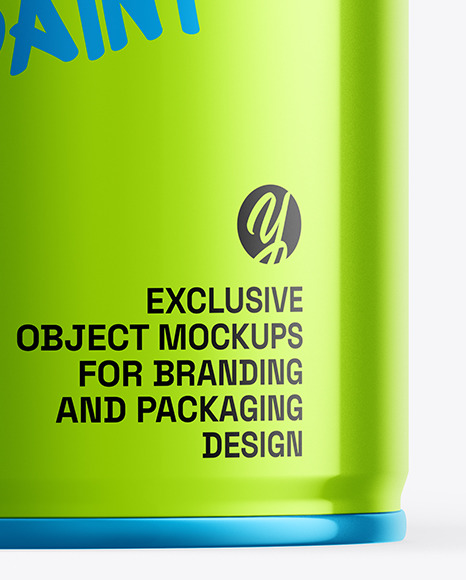 Glossy Metallic Paint Can Mockup