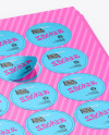 Sheets with Metallic Round Stickers Mockup