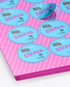 Sheets with Metallic Round Stickers Mockup