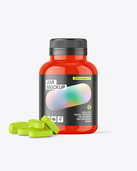 Glossy Pills Jar Mockup