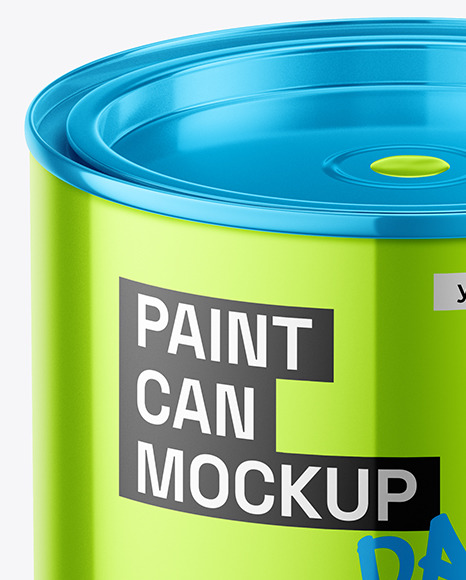 Glossy Metallic Paint Can Mockup