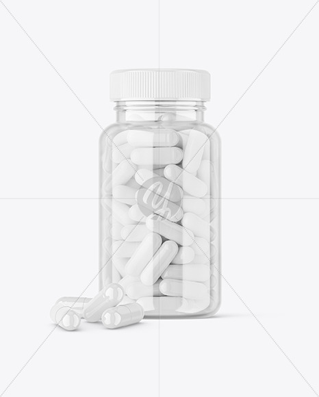 Clear Jar with Capsules Mockup