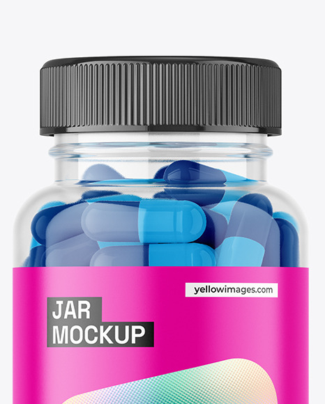 Clear Jar with Capsules Mockup