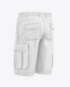 Cargo Shorts Mockup - Back Half Side View