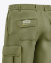 Cargo Shorts Mockup - Back Half Side View