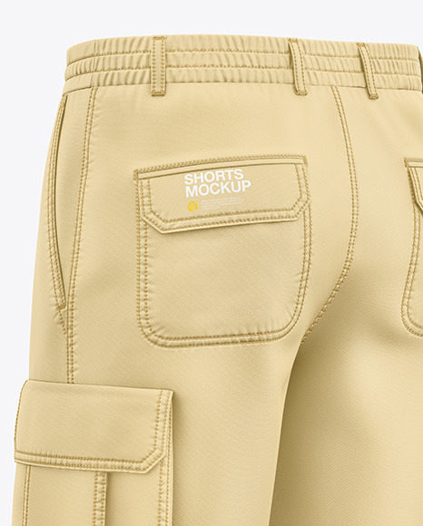 Cargo Shorts Mockup - Back Half Side View