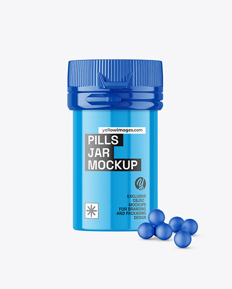 Glossy PIlls Jar Mockup - Glossy+Pills+Jar