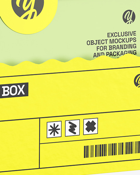 Cardboard Box with Envelopes Mockup