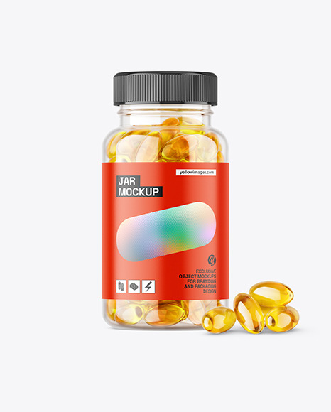 Clear Jar with Fish Oil Mockup