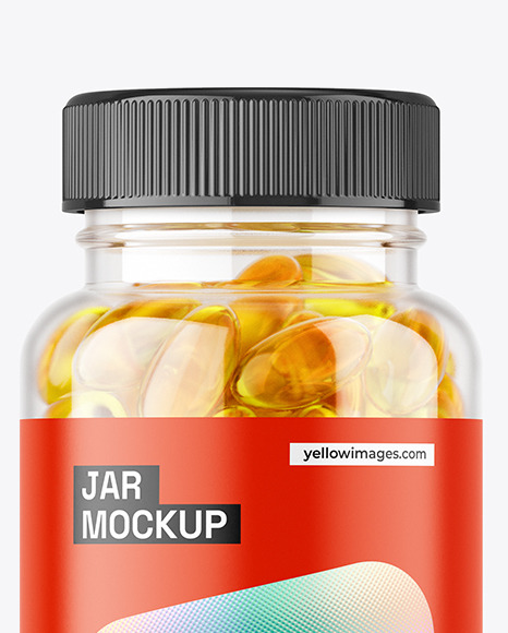 Clear Jar with Fish Oil Mockup