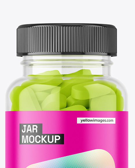 Clear Jar with Pills Mockup