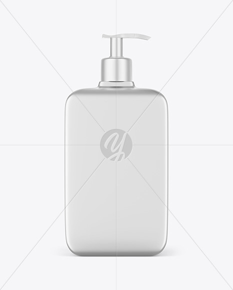 Metallic Cosmetic Bottle with Pump Mockup