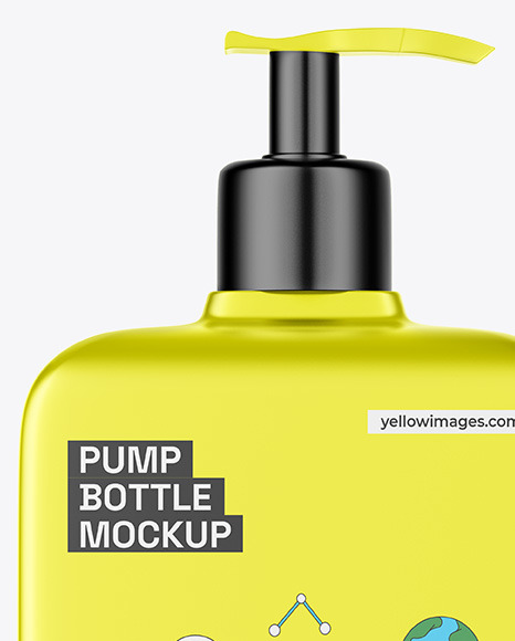 Metallic Cosmetic Bottle with Pump Mockup