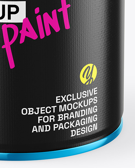 Glossy Metallic Paint Can Mockup