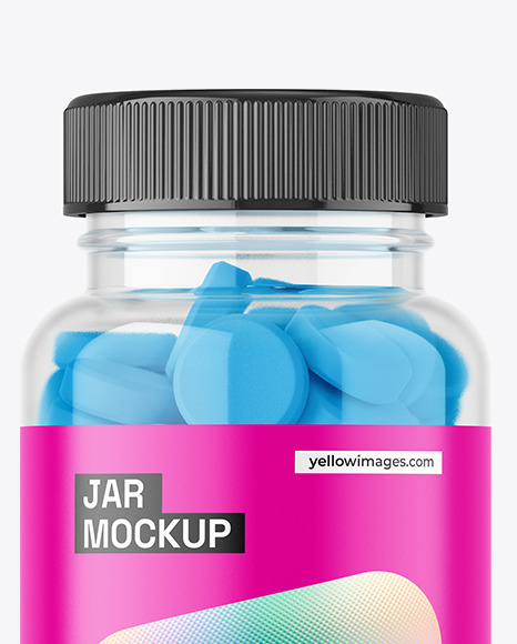 Clear Jar with Tablets Mockup