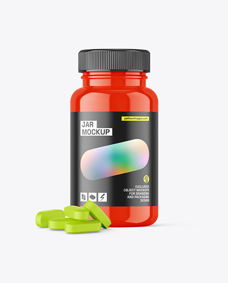 Glossy PIlls Jar Mockup