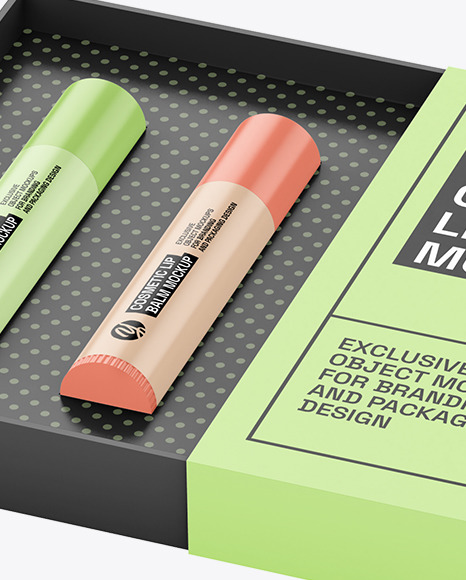 Box with Lip Balm Kit Mockup