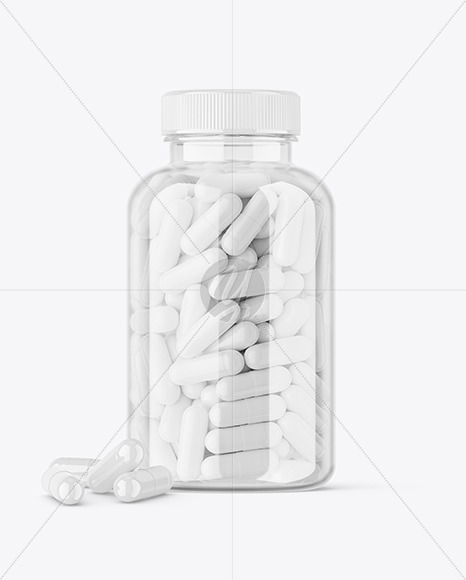 Clear Jar with Capsules Mockup