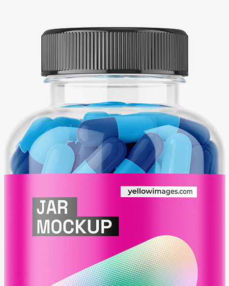 Clear Jar with Capsules Mockup