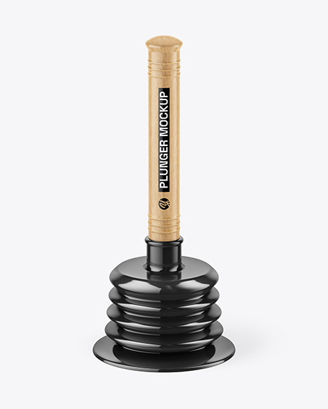 Plunger With Dark Wood Handle Mockup