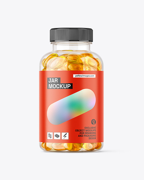 Clear Jar with Fish Oil Mockup