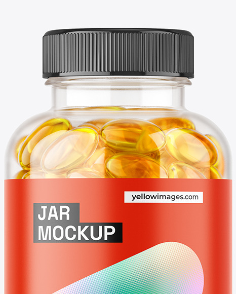 Clear Jar with Fish Oil Mockup