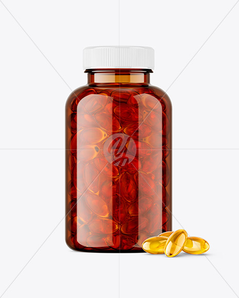 Amber Jar with Fish Oil Mockup