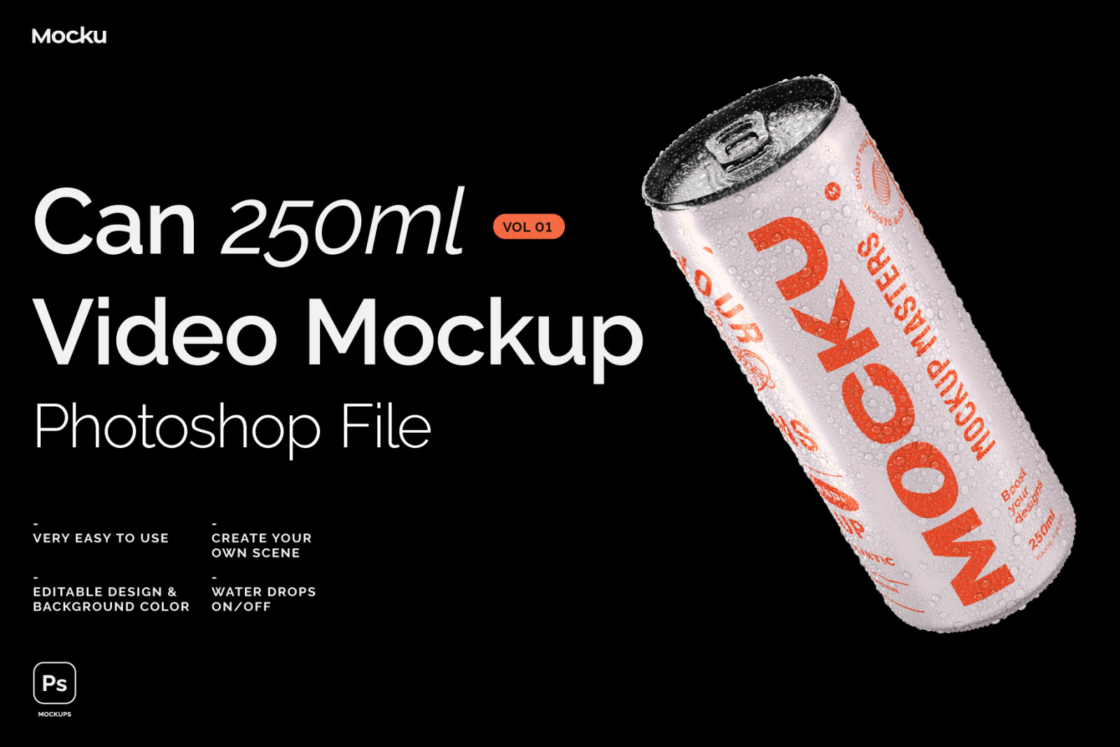 Can 250ml Video Mockup - Photoshop File