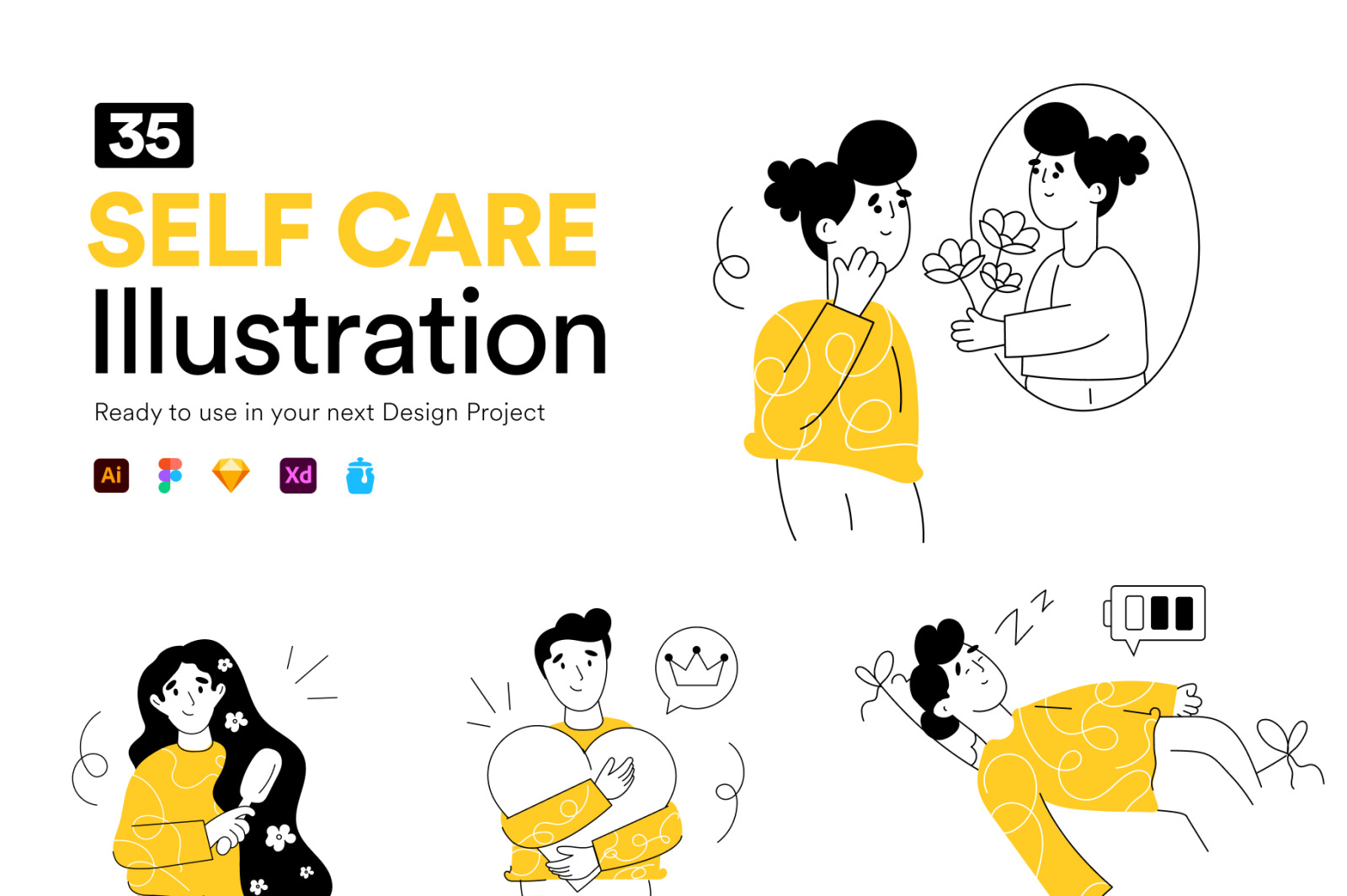 Self Care Illustration Set Self Care Illustration Set