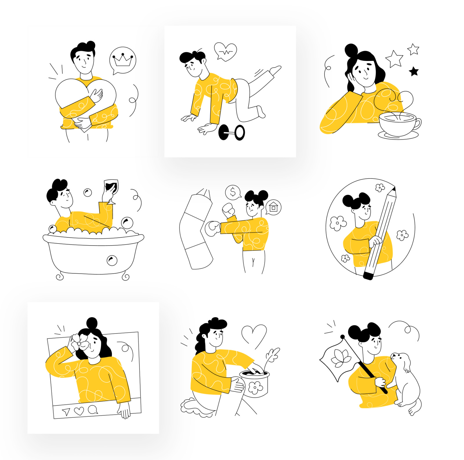 Self Care Illustration Set Self Care Illustration Set