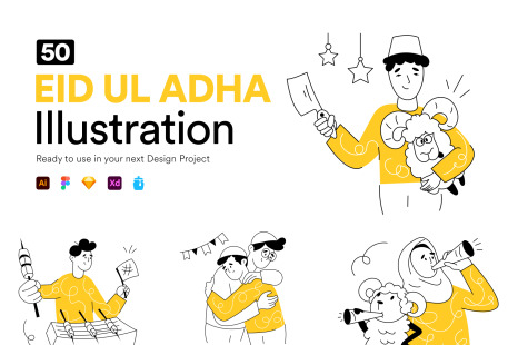 Eid ul Adha Illustration Set - Drawing illustration