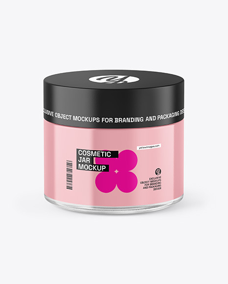 Clear Glass Cosmetic Jar Mockup