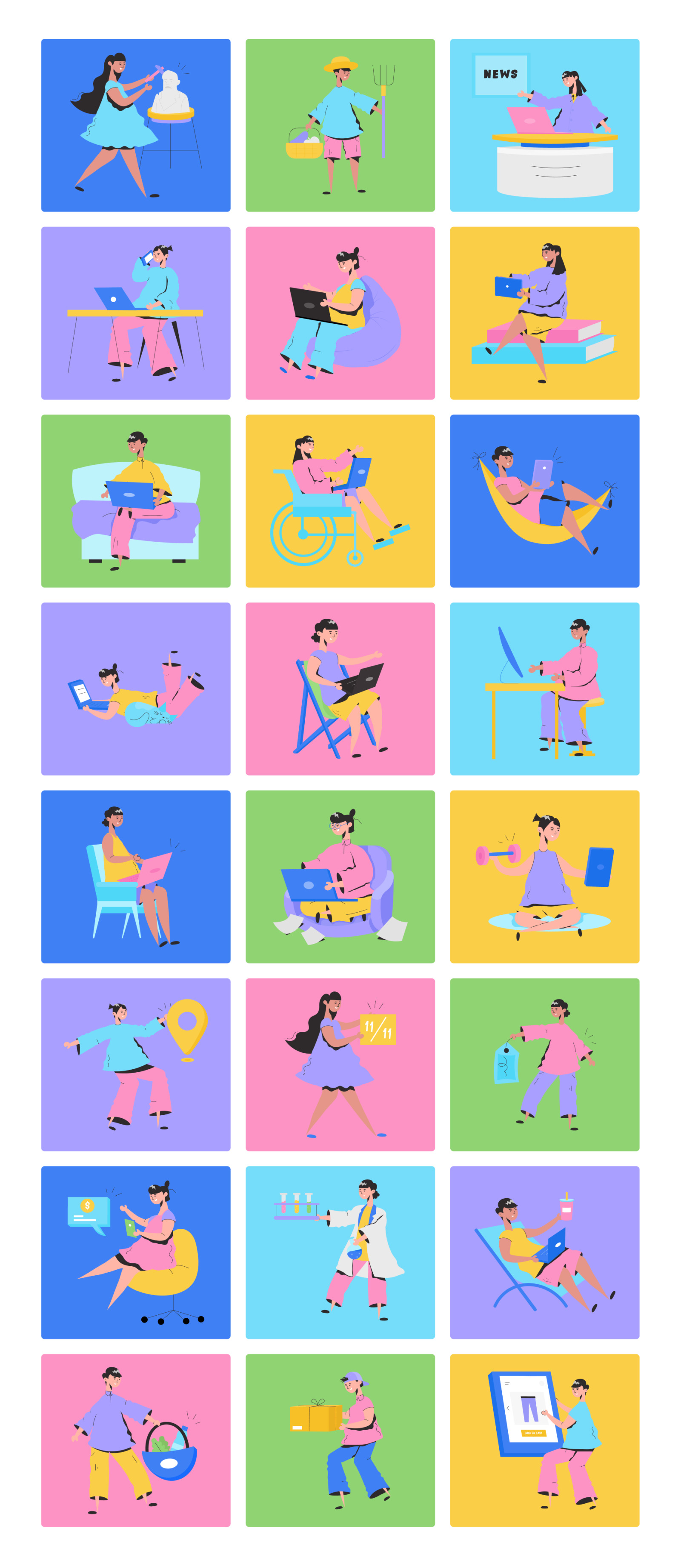 Animated People Illustration Set