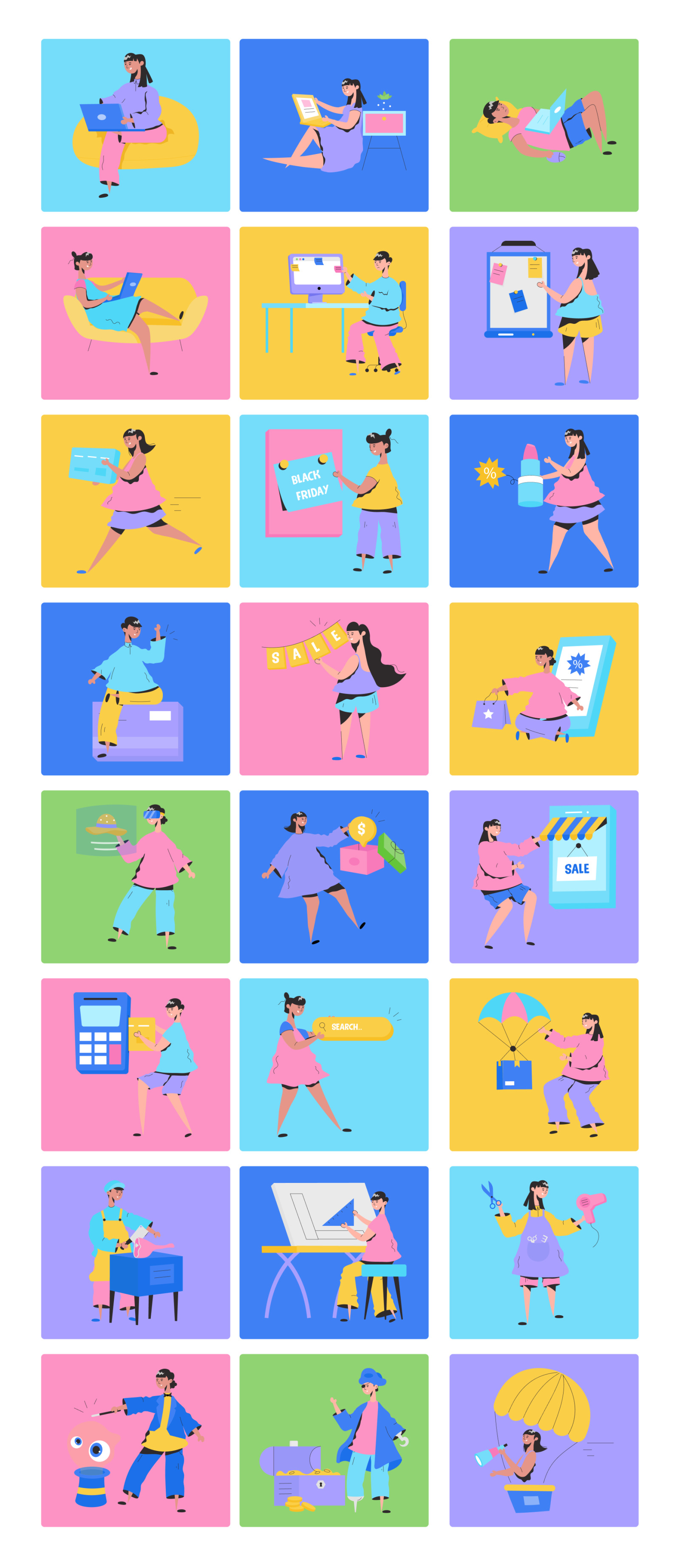 Animated People Illustration Set