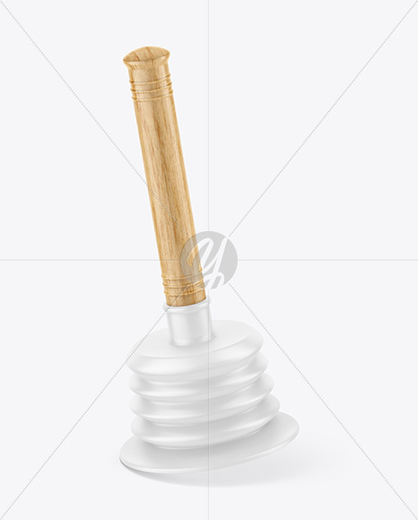 Plunger With Light Wood Handle Mockup