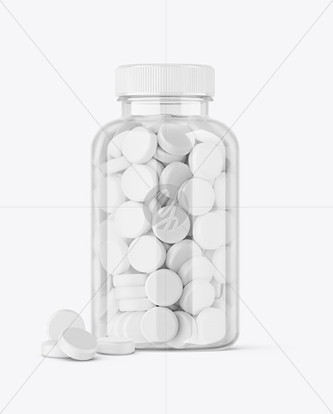 Clear Jar with Tablets Mockup