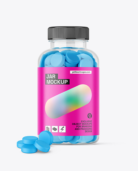 Clear Jar with Tablets Mockup Clear Jar with Tablets Mockup