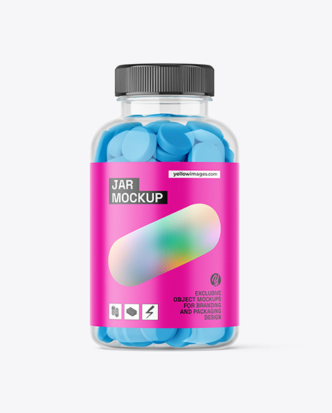 Clear Jar with Tablets Mockup Clear Jar with Tablets Mockup