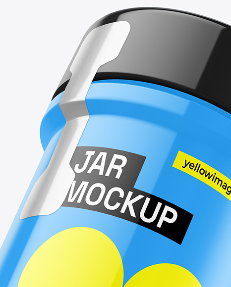 Glossy Spice Jar With Seal Sticker Mockup