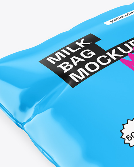 500ml Glossy Milk Bag Mockup