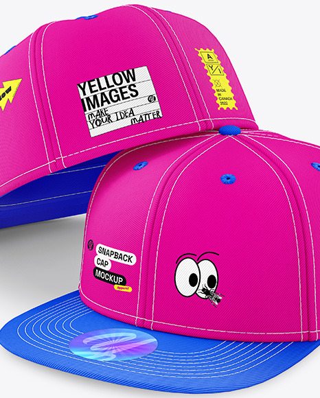 Two Snapback Caps Mockups