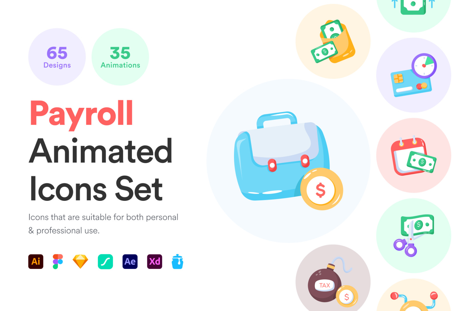 Animated Payroll Icon Set Animated Payroll Icon Set
