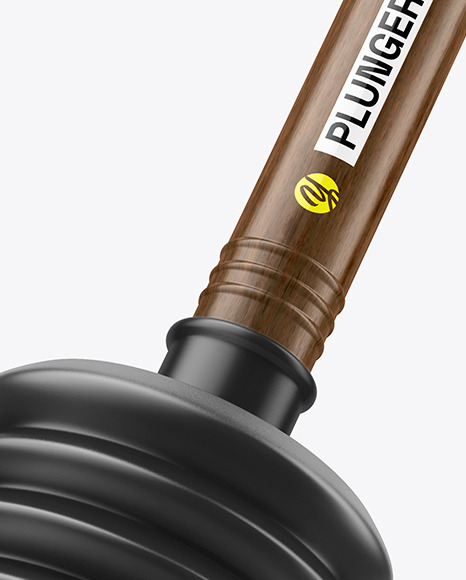 Plunger With Dark Wood Handle Mockup