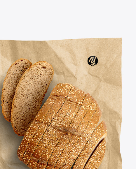 Paper Wrapper With Sliced Bread Mockup