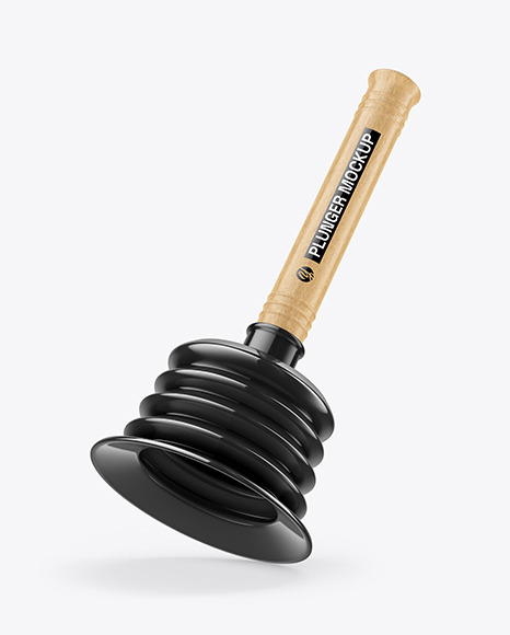 Plunger With Light Wood Handle Mockup