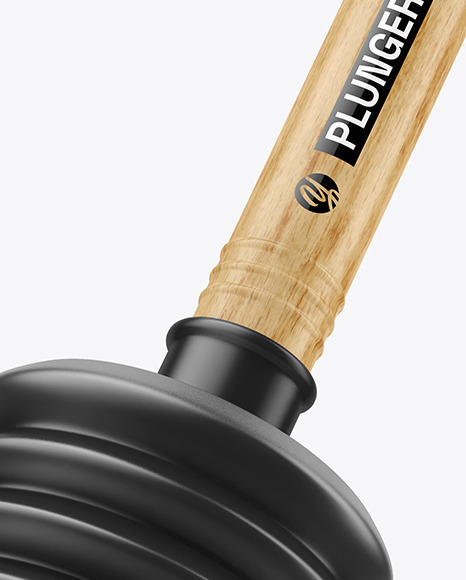 Plunger With Light Wood Handle Mockup