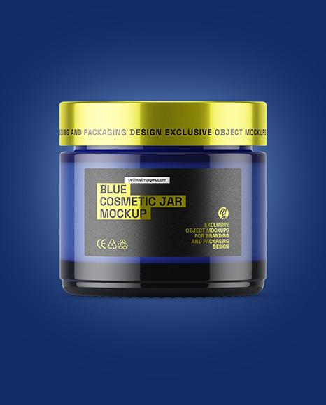 Blue Glass Cosmetic Jar Mockup