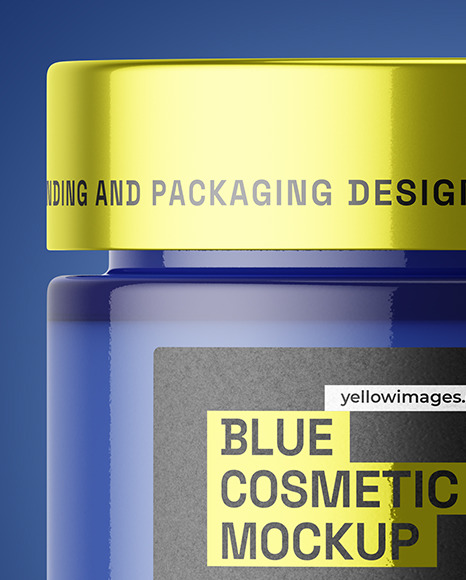 Blue Glass Cosmetic Jar Mockup