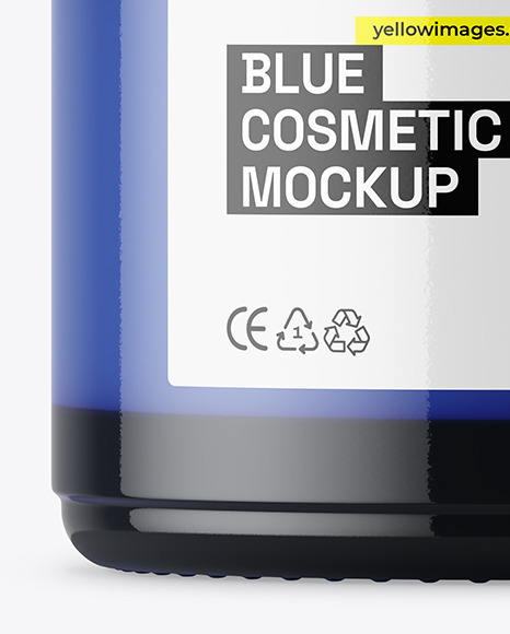 Blue Glass Cosmetic Jar Mockup